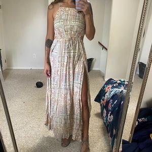 Billabong tribal print dress with leg slit